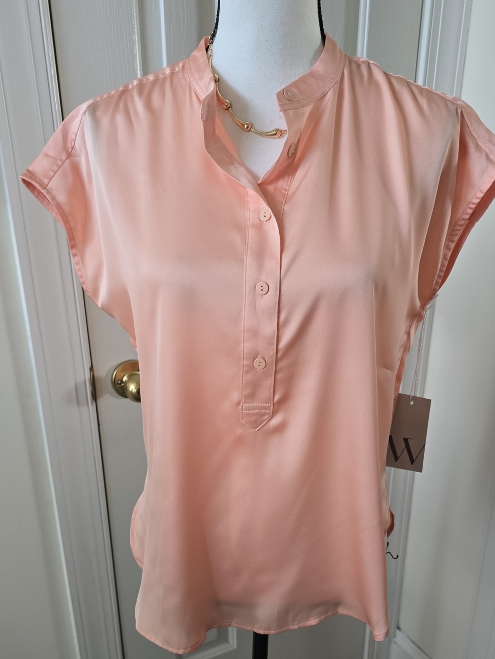 WORTHINGTON BRAND WOMEN'S PEACH SLEEVELESS SUMMER TOP SIZE XS